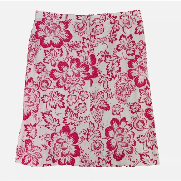 MaxMara Dresses & Skirts - Max Mara Y2K Pink White Floral Skirt Cotton Spring Classic Made Italy Vintage